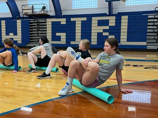 8th Grade Health Class stretching with rollers
