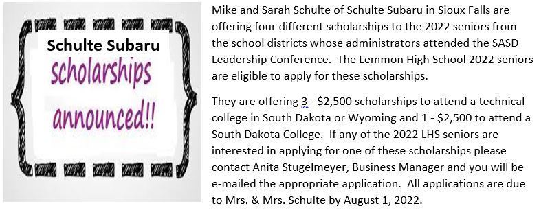 Schulte Scholarship Available for 2022 Seniors