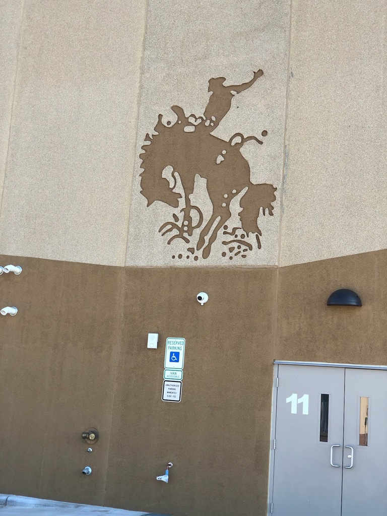 Cowboy on South Gym Wall was painted